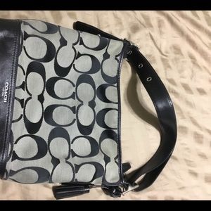 Black and grey coach purse